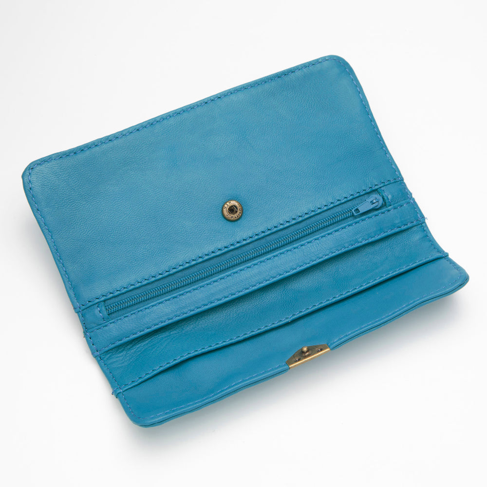 Cartera de Piel Azul Cielo